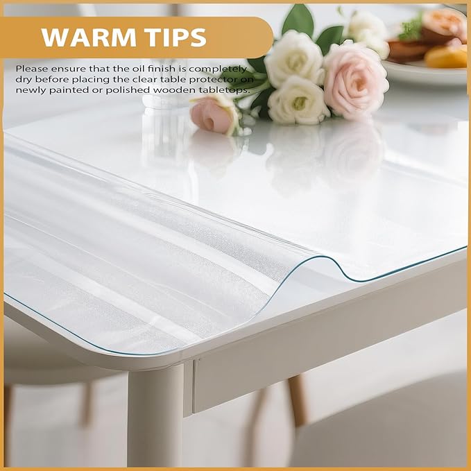 Frosted Table Protector 40 x 60 Inch, 1.9mm Thick Waterproof PVC Plastic Table Cover, Durable Table Pad for Dining Room, Kitchen, Writing Desk, and Coffee Tables