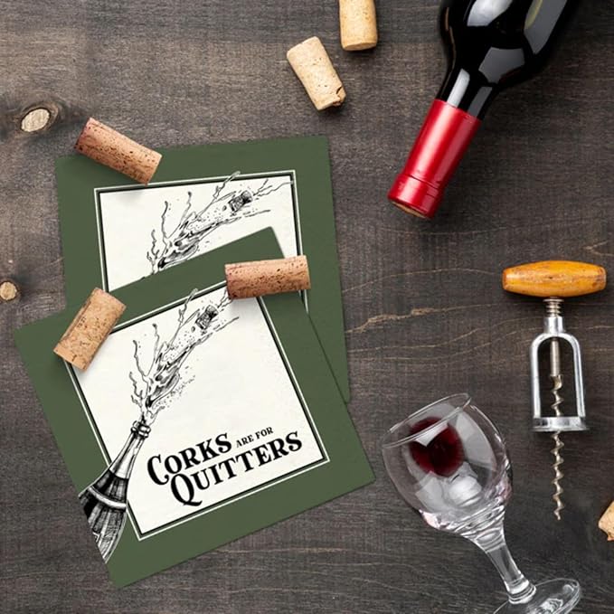 Twisted Wares - Funny Cocktail Napkins - Perfect for any Celebrations 5"X5" (20 Pack) (CORKS are for QUITTERS)