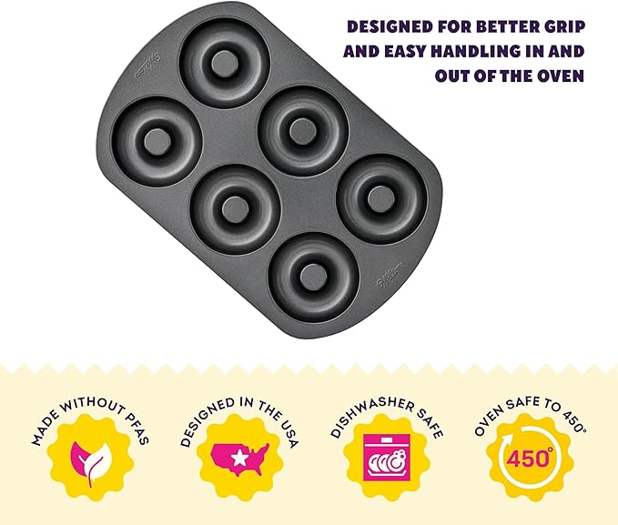 Wilton Gold Non-Stick 2 Piece Donut Pan Set, Stainless Steel Bakeware, Made without PFAS, Packaging May Vary