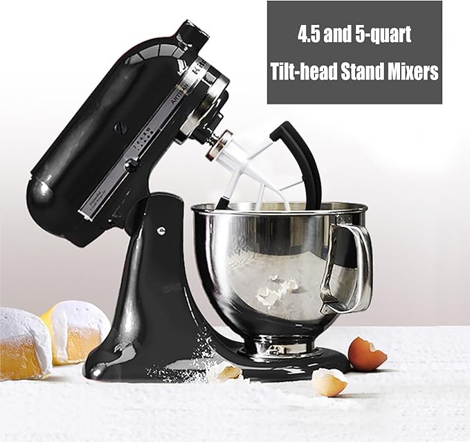 Flex Edge Beater for KitchenAid,Mixer Attachement Compatible With KitchenAid,Mixer Accessory,Fits Tilt-Head Stand Bowls For 4.5-5 Quart Bowls,Beater With Silicone Edges,Black