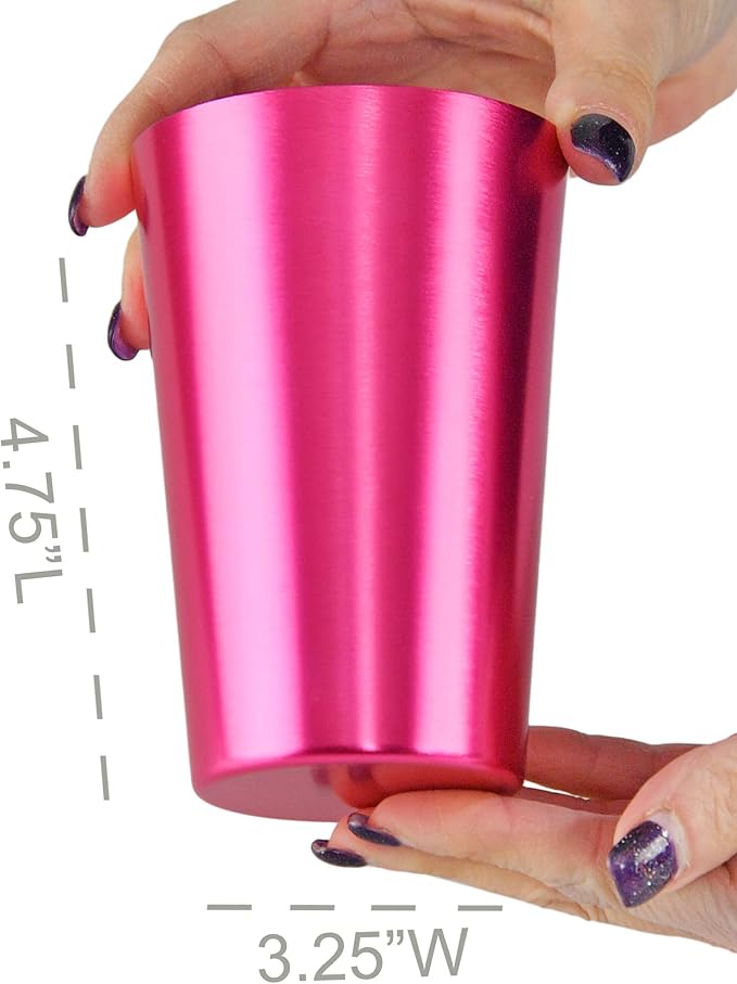 HOME-X Colorful Aluminum Drinking Cups Set of 6, Colored Metal Tumblers, Shatter Resistant, Stackable, 6 Metallic Colors- 12 Ounces