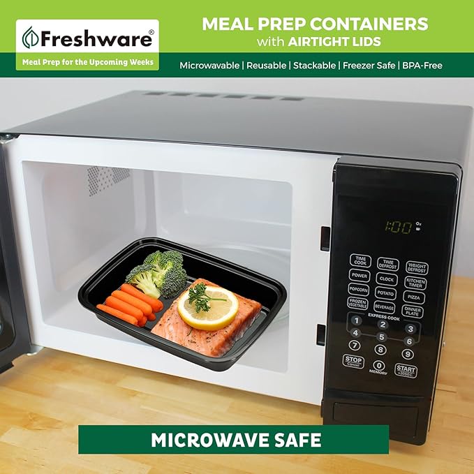 Freshware Meal Prep Containers [50 Pack] 1 Compartment with Lids, Food Storage Containers, Bento Box, BPA Free, Stackable, Microwave/Dishwasher/Freezer Safe (24 oz)