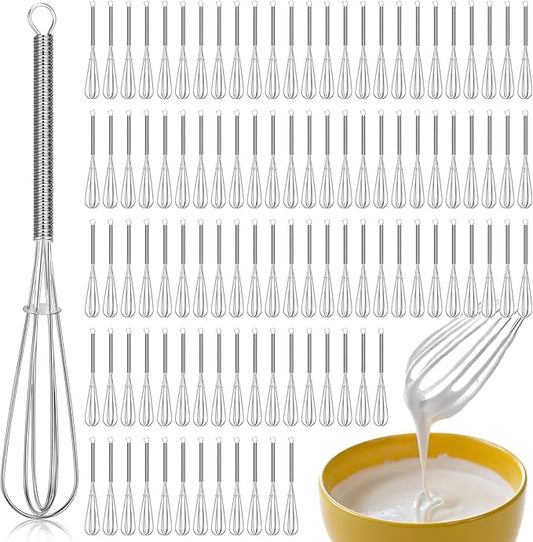 Baderke 100 Pcs 6 Inch Mini Whisk Bulk Small Whisks for Cooking 304 Stainless Steel Tiny Whisk for Baking, Whipping, Beating Eggs, Mixing Sauces, Blending Ingredients