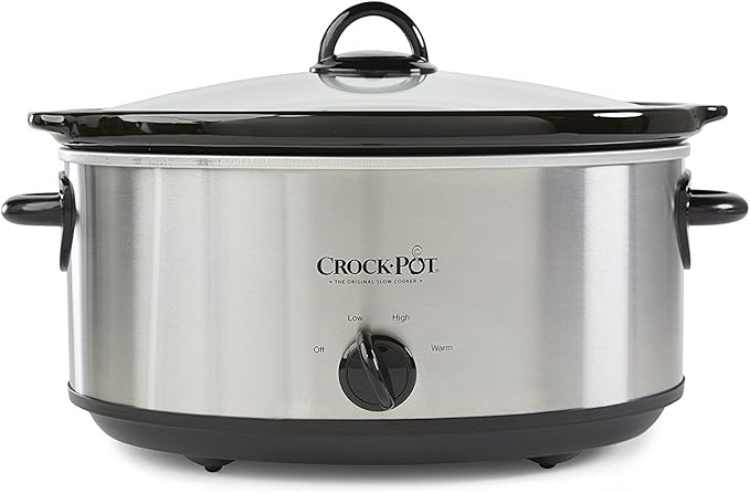 Crock-Pot 7 Quart Oval Manual Slow Cooker, Stainless Steel (SCV700-S-BR), Versatile Cookware for Large Families or Entertaining