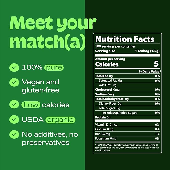 Matcha Teabags MatchaDNA Certified Organic Matcha Green Tea by MATCHA DNA - 100 Teabags