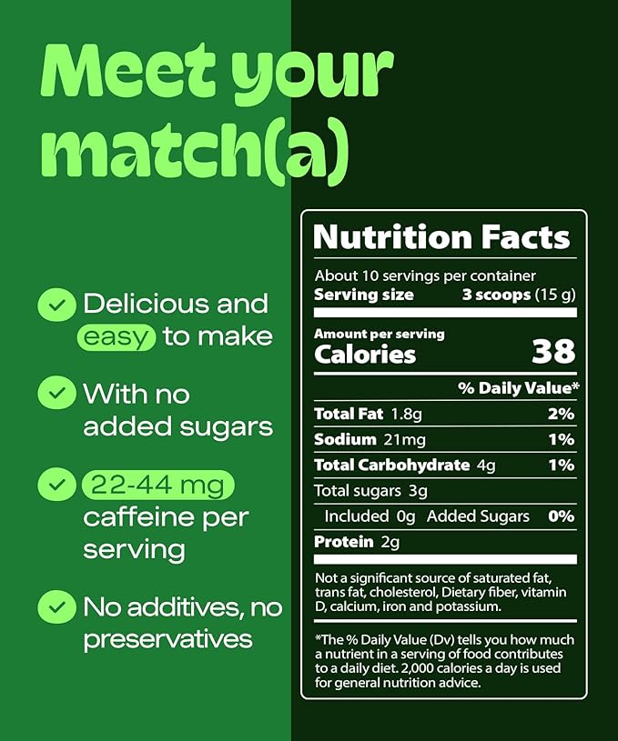 MatchaDNA Matcha Latte – Sweet Matcha Latte Powder with Milk, No Sugar Added – Green Tea Lattes Mix for Hot or Iced Drinks – Organic Macha Tea, Antioxidant Rich, Smooth Energy Boost (5.3 oz Pouch)