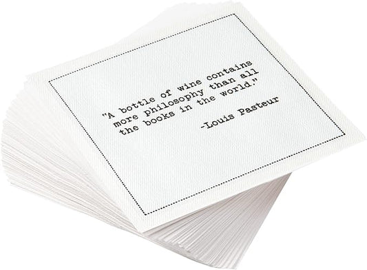 Five Star Funny Literary Bar Quotes | White Cotton Cocktail Napkins | 50 Luxury Disposable Beverage Napkins with Witty Bar Quotes | Drink Napkins for Parties, Bars, Weddings & Game Nights