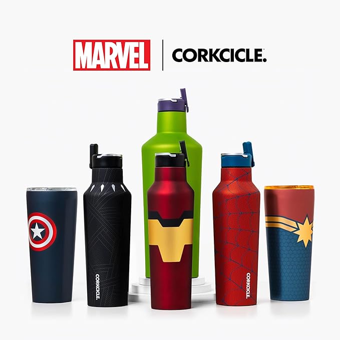 Corkcicle Stemless Insulated Wine Glass Tumbler - Keeps Beverages Cold 6 Hours & Hot 3 Hours - Stainless Steel - Easy-Grip - Summer Drinkware Gift - Keeps Drinks Ice Cold - 12 oz - Captain Marvel
