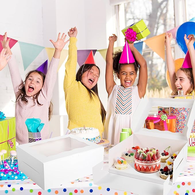 Bento Cake Box With Cupcakes, Clear Window 9 Holes Bento Combination,6 Sets: Cookie Boxes Fit 8 Regular Cupcake and Mini Cakes, Christmas Wedding Birthday Party (White/clear, 1+8/6pcs)