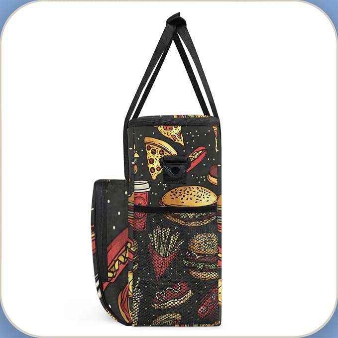 Delicious Fastfood Coffee Maker Travel Bag, Food Pizza Chips Hot Dog Insulated - Image 4