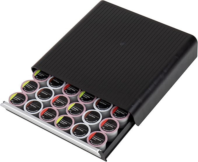 Mind Reader Single Serve Coffee Pod Drawer, 36 Pod Capacity, Countertop Organizer, Breakroom, 12.75"L x 13"W x 3"H, Black