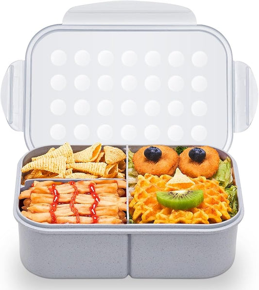 MISS BIG® Bento Box,Bento Box Adult,Lunch Box,Leak Proof Lunch Containers,No BPAs and No Chemical Dyes Bento Lunch Box,Dishwasher and Microwave Safe Lunch Containers for Adults(1900ml Gray)