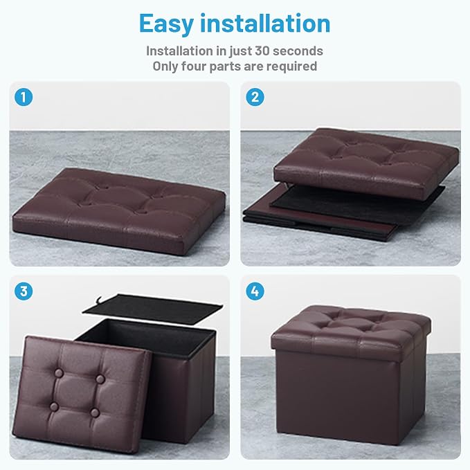 Bsketa Storage Ottoman Foot Rest Stool, Small Leather Storage Ottomans Bench - Image 7
