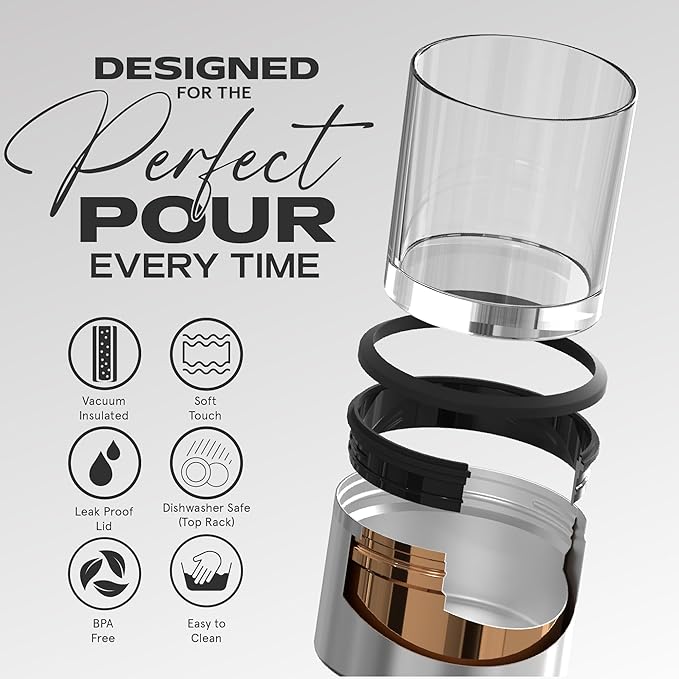 asobu Whiskey Glass with Insulated Stainless Steel Sleeve, 10.5 ounces (Midnight Marble)