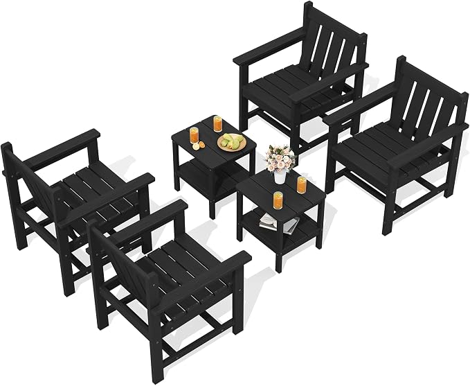 SEWRWALL Patio Furniture Set, HDPE Material All Weather Use Adirondack Chair Set by SERWALL