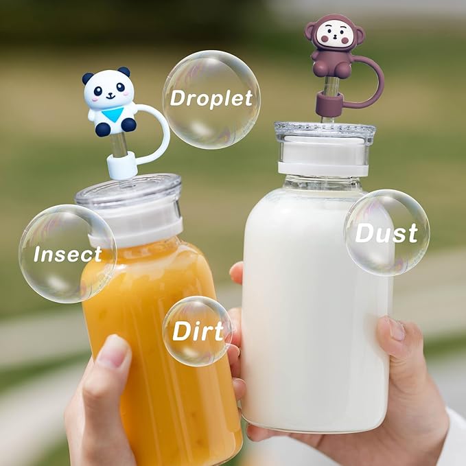 5PCS Straw Cover Cap for Stanley Cup, Silicone Cute Animal Straw Topper for Stanley 30&40 Oz Tumbler with Handle, 10mm 0.4in Dust-Proof Reusable Straw Tips Lids. (Color 9)