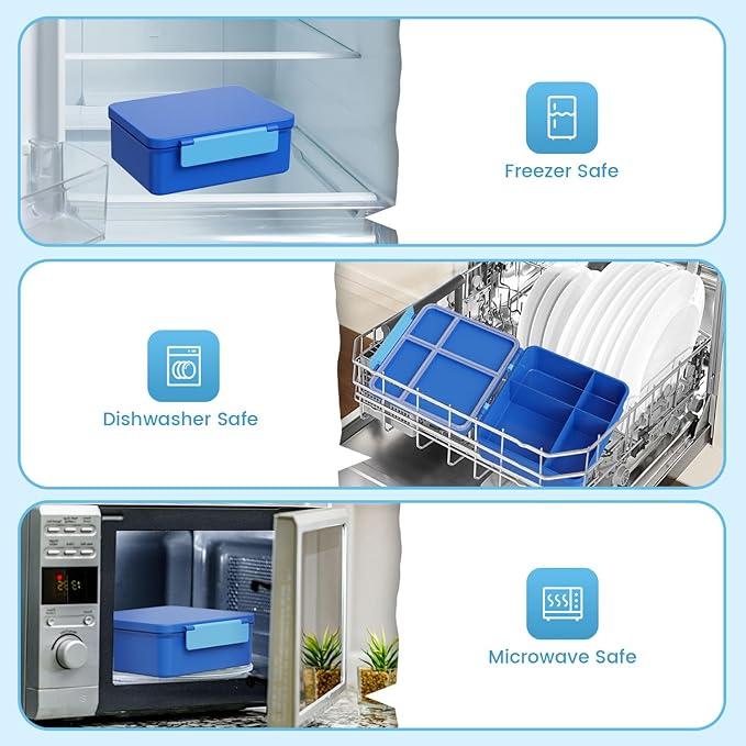 Kids Bento Lunch Box with Thermos, Leakproof Toddler Bento Box with 9 OZ Insulated Food Jar, Lunch Bag & Utensils 3 or 4 Compartment Container for School Girls Boys