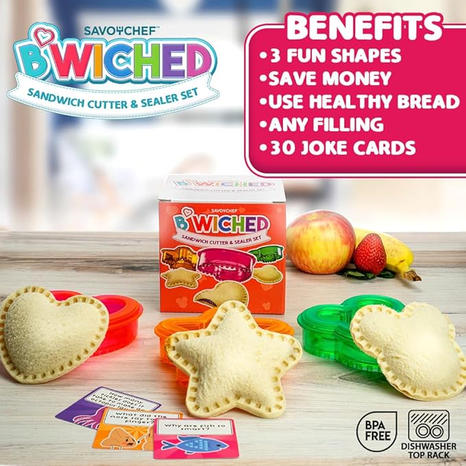 Sandwich Cutter and Sealer - Crustless Sandwich Maker - Great for Lunchbox and Bento Box - Boys and Girls Kids Lunch - Sandwich Cutters for Kids (Heart, Star, Mouse)