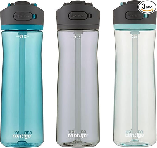 Contigo Ashland 2.0 Water Bottle with AUTOSPOUT Lid | Tritan Water Bottle 24oz. 3 Pack Juniper & Sake & Bubble Tea