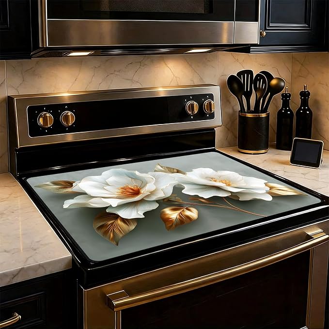 Stove Top Cover for Electric Stove, 28.35 x 20.47 in Glass Stove Top Cover by KKYEJLQYI