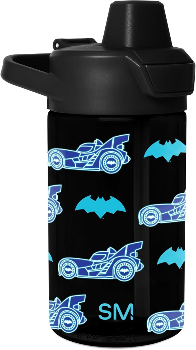 Simple Modern Batman Kids Tritan Plastic Summit Water Bottle | 12 oz BPA-Free Cup with Covered Leak Proof Straw Lid for Boys, Toddlers | Batwheels