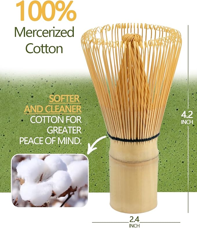 Matcha Whisk, Matcha Whisk Set Matcha Bamboo Whisk for Matcha Powder Handcrafted Organic Traditional Japanese Chasen, 100-Prong Matcha Stirrer Wisk Mixer Brush for Authentic Tea Preparation