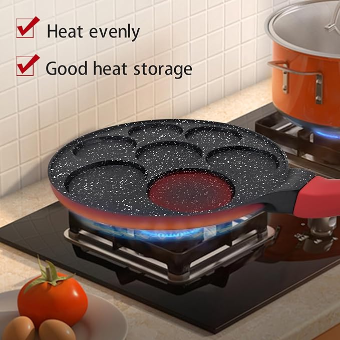 Egg Pan Omelette Pan Silver Dollar Pancake Pan for Kids Mini Pancake Maker Nonstick Breakfast Skillet for Pancake, Hamburger, Sandwiches