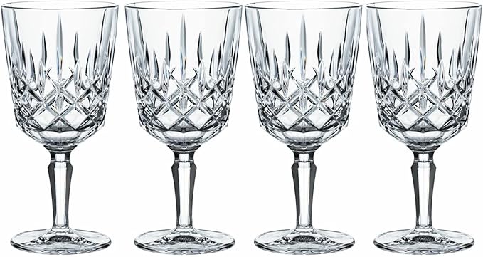 Nachtmann Noblesse 12 Oz. All Purpose Glasses, Set of 4 – 7.4" Crystal Drinkware with Elegant Cut Design, Modern Barware Glasses for Wine, Cocktails & Water, Lead-Free – Stylish Bar & Dining Set