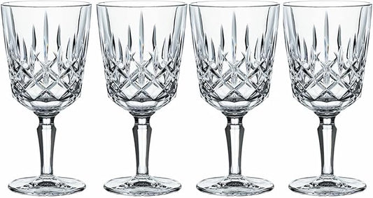 Nachtmann Noblesse 12 Oz. All Purpose Glasses, Set of 4 – 7.4" Crystal Drinkware with Elegant Cut Design, Modern Barware Glasses for Wine, Cocktails & Water, Lead-Free – Stylish Bar & Dining Set