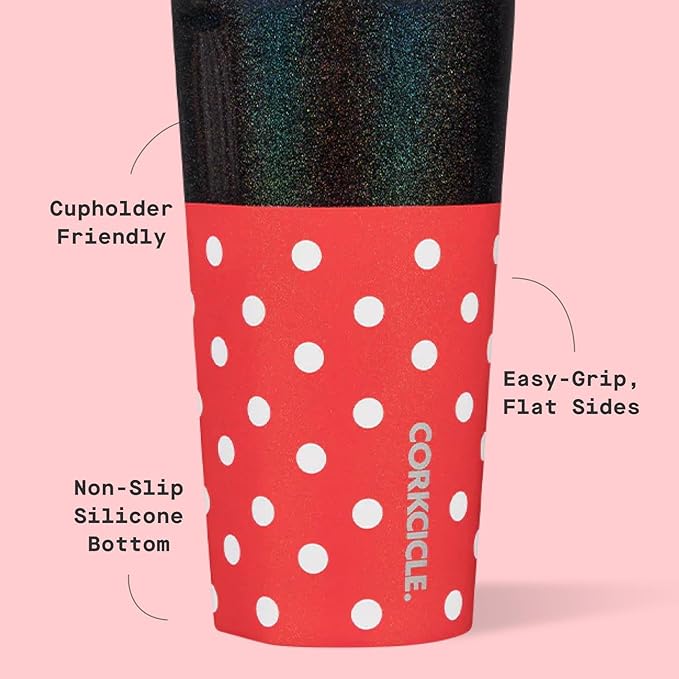 Corkcicle Disney Tumbler - Triple-Insulated Stainless Steel - Keeps Drinks Cold 9 Hours - Spill-Proof Lid & Reusable - Summer Drinkware Gift - Keeps Drinks Ice Cold - 16 oz - Minnie Mouse