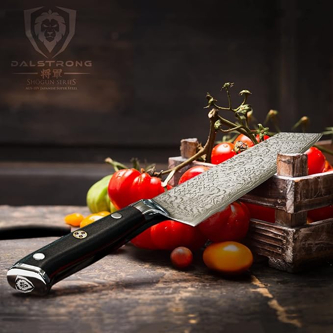 Dalstrong Kiritsuke Chef Knife - 8.5 inch - Shogun Series Elite - Damascus - Japanese AUS-10V Super Steel Kitchen Knife - Premium Black G10 Handle - Razor Sharp Knife - Chef's Knife - w/Sheath