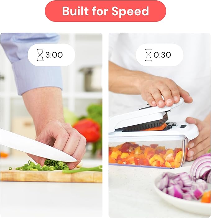 Fullstar The Original Pro Chopper - Vegetable Chopper and Spiralizer, Food Chopper with Container, Fruit Slicer, Kitchen Gadgets & Gifts, Home Essentials (2 in 1, White)