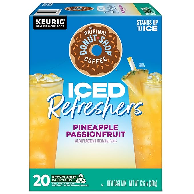 The Original Donut Shop Iced Refreshers, Pineapple Passionfruit Flavor, Keurig Single Serve K-Cup Pods, 20 Count