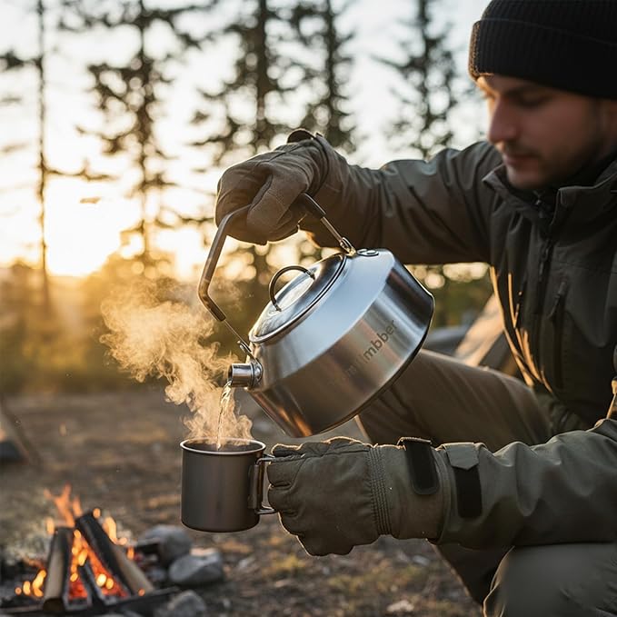 Camping Cookware Set 304 Stainless Steel Cooking Pots Pan Set with Travel Tote Bag for Camping Outdoor Kitchen Cooking Picnic for 4-6