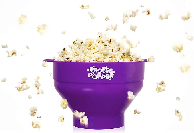 The Original Proper Popper Microwave Popcorn Popper, Silicone Popcorn Maker, Collapsible Bowl BPA Free & Dishwasher Safe - (Purple)