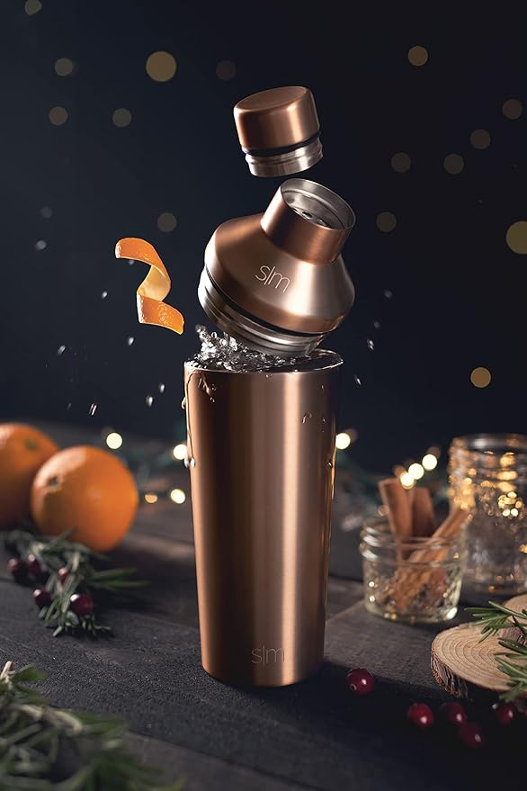 Simple Modern Cocktail Shaker Set with Jigger Lid | Stainless Steel Boston Shaker Insulated Martini Mixer for Mocktails | Gifts for Men Women Him Her | Classic Collection | 20oz | Metallic Gold