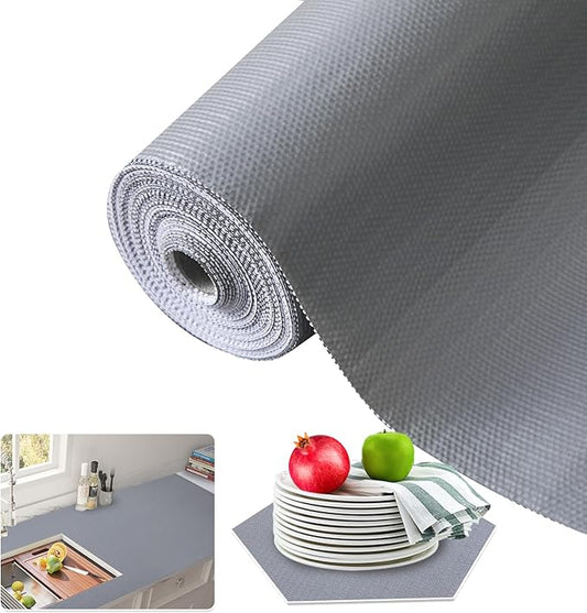 Beautysaid Shelf and Drawer Liner for Kitchen Cabinet, Non Adhesive Non Slip Shelf Paper Waterproof Washable Thickened for Dresser Pantry Shelve Bathroom Protector Liner(Gray,23.6 in x 10 FT)
