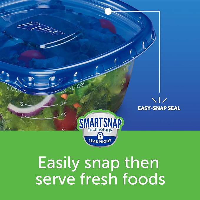 Ziploc Food Storage Meal Prep Containers Reusable for Kitchen Organization, Smart Snap Technology, Dishwasher Safe, Deep Rectangle, 16 Count