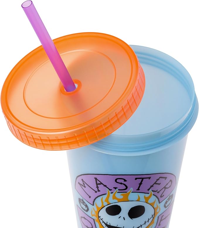 Silver Buffalo Disney The Nightmare Before Christmas 4 Pack Color Change Plastic Tumblers Featuring Jack Skellington, Sally, Oogie Boogie, and Zero, 24 Ounces