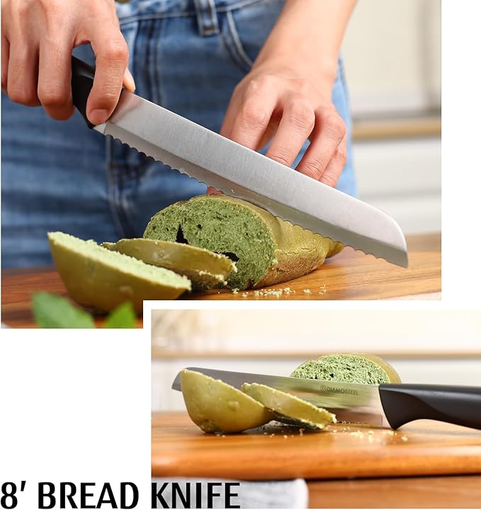 Black Knife Set, 13 Pieces Knife Block Set with Built-in Sharpener Scissors for Kitchen Meat & Vegetable Cutting, Dishwasher Safe Knives Set Present for Family & Restaurant