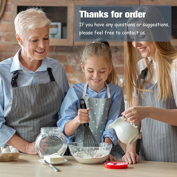 Dishwasher Safe Silicone Whisk, Sealed Waterproof Design Set of 3, Professional Kitchen Whisks for Cooking Non-Scratch, Silicone & Stainless Steel Whisk, Heat Resistant Balloon Egg Beater, Black