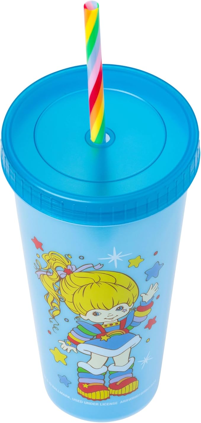 Silver Buffalo Rainbow Brite 4 pack Color Change Plastic Tumbler Set Featuring Rainbow Brite, Patty O’Green, La La Orange, and Shy Violet, 24 Ounces