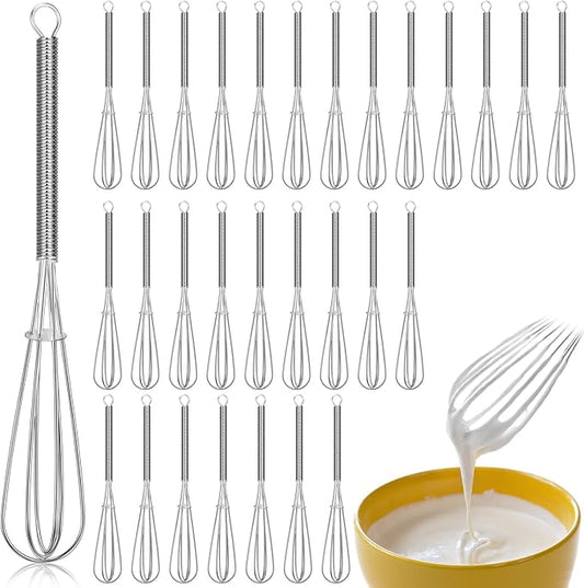 Baderke 30 Pcs 6 Inch Mini Whisk Bulk Small Whisks for Cooking 304 Stainless Steel Tiny Whisk for Baking, Whipping, Beating Eggs, Mixing Sauces, Blending Ingredients
