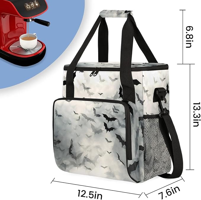 Black Bat Coffee Maker Carring Bag, Large Insulated Storage Organizer Case Tote - Image 2