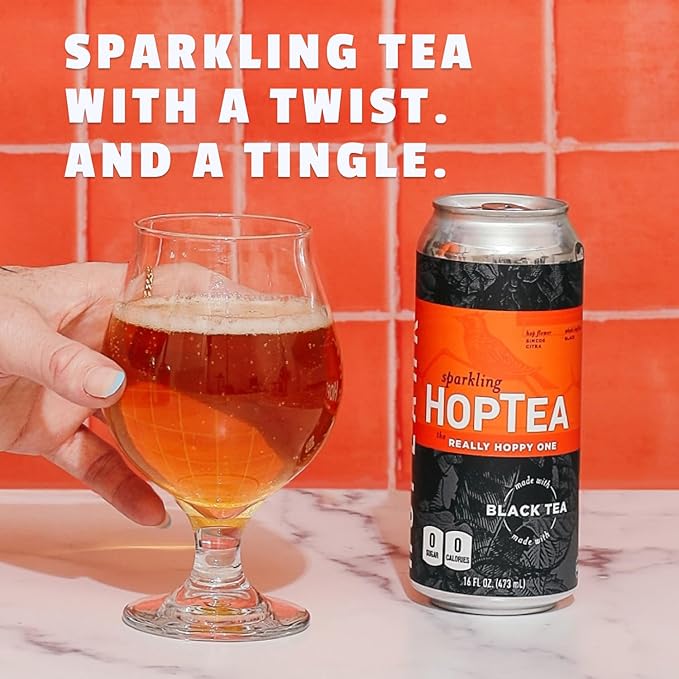 Hoplark Sparkling HopTea – Sparkling Black Tea with Simcoe and Citra Hops – Unsweetened – Zero Calorie – Caffeinated Sparkling Tea – 12 Pack 16oz Cans - The Really Hoppy One