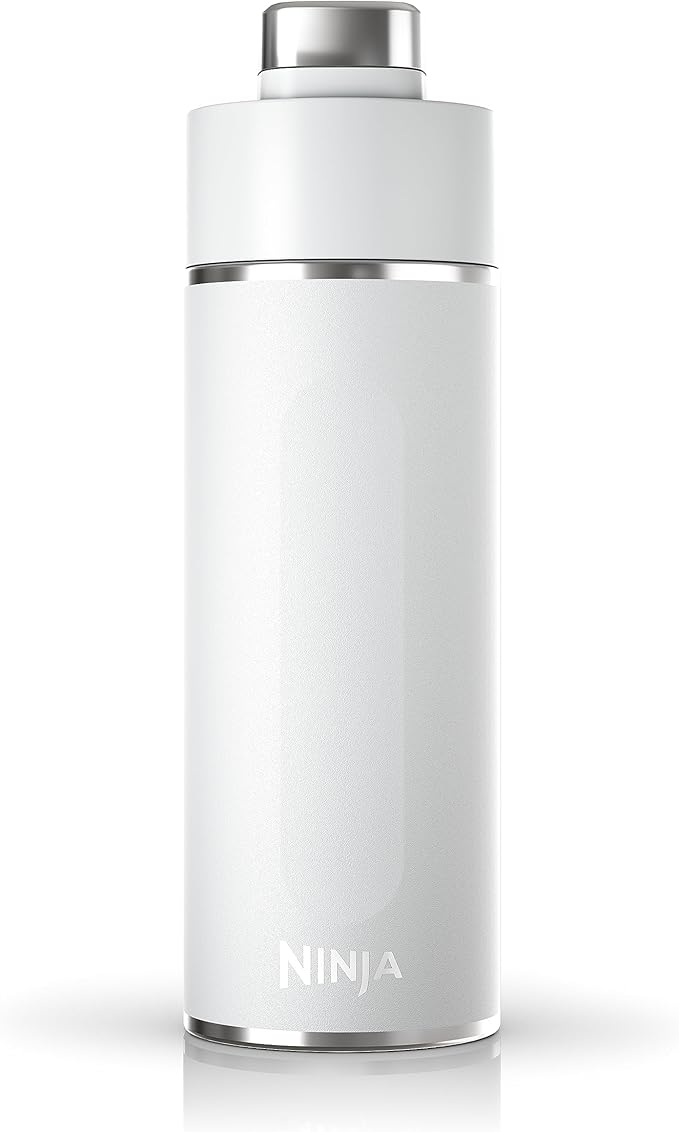 Ninja Thirsti 18oz Travel Water Bottle, For Carbonated Sparkling Drinks, Colder and Fizzier Longer, Leak Proof, 24 Hrs Cold, Dishwasher Safe, Stainless Steel Insulated Tumbler, Cloud White, DW1801WH