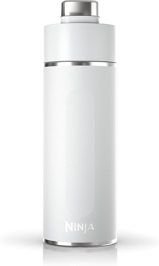 Ninja Thirsti 18oz Travel Water Bottle, For Carbonated Sparkling Drinks, Colder and Fizzier Longer, Leak Proof, 24 Hrs Cold, Dishwasher Safe, Stainless Steel Insulated Tumbler, Cloud White, DW1801WH
