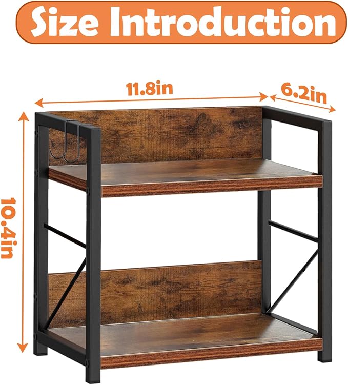 2 Tier Kitchen Counter Shelf Organizer, Coffee Bar Station Organizer, Space - Image 2