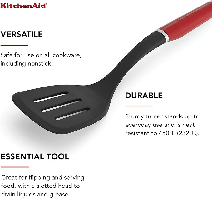 KitchenAid Classic Nylon Slotted Turner, 13.66-Inch, Empire Red