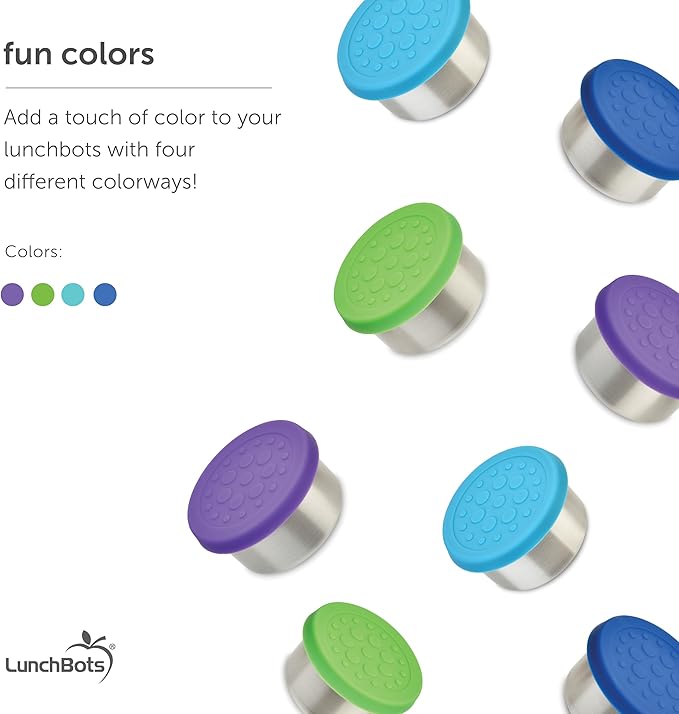 LunchBots 4.5 oz Stainless Steel Dressing Container for Condiments, Dips, Snacks, Dipping Sauce Cups with Silicone Lid, Fits in Lunch Bags and Bento Boxes - Set of 2 (Purple)